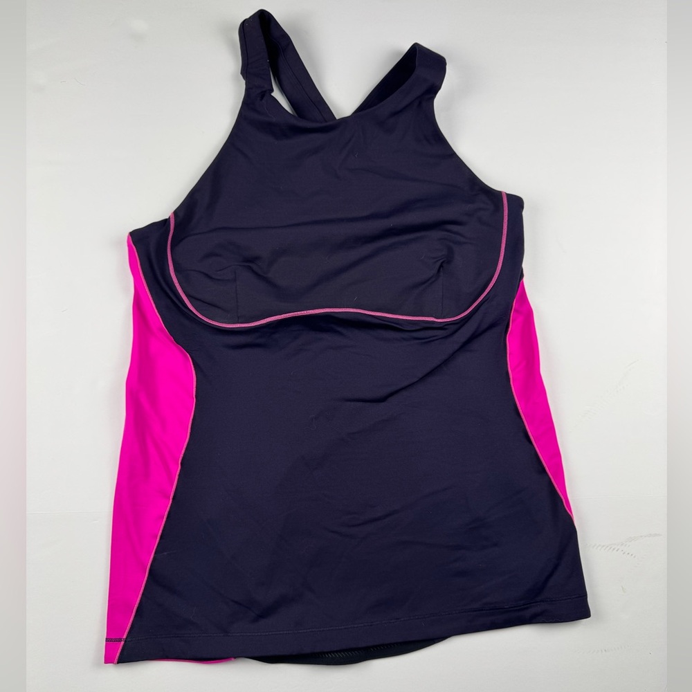 Lululemon spin it to win it Tank black/raspberry Glo light size 12